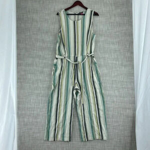 Vince Camuto Striped Jumpsuit in Green and Cream